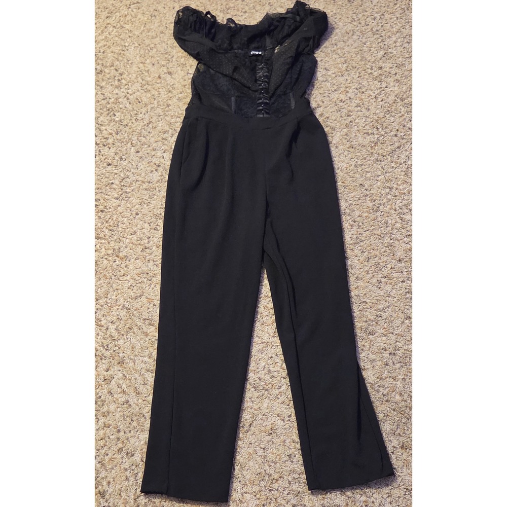 Express Lace Neckline Corset Bodice Jumpsuit Women's Size 8 Black